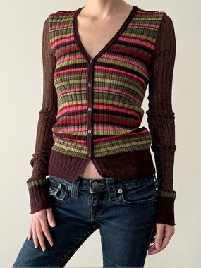 Max & Co multicoloured striped mesh cardigan.